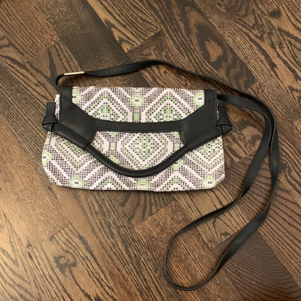 Foley + Corinna Crossbody Bag Green Black and White Print